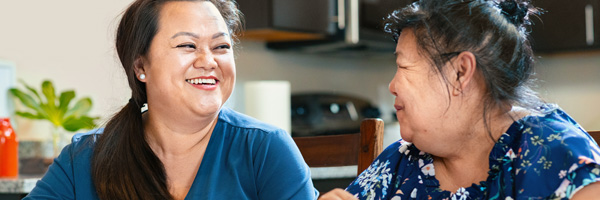 mom and daughter talking