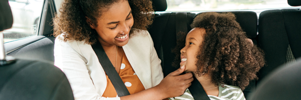mom and daughter in car